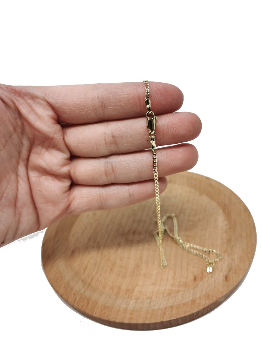 14K Gold plated Flat Curb Link 1.7mm 18 Inch / 19.6 Inch Layering Chain Necklace | WA-216 WA-2320 Clearance Pricing - DLUXCA