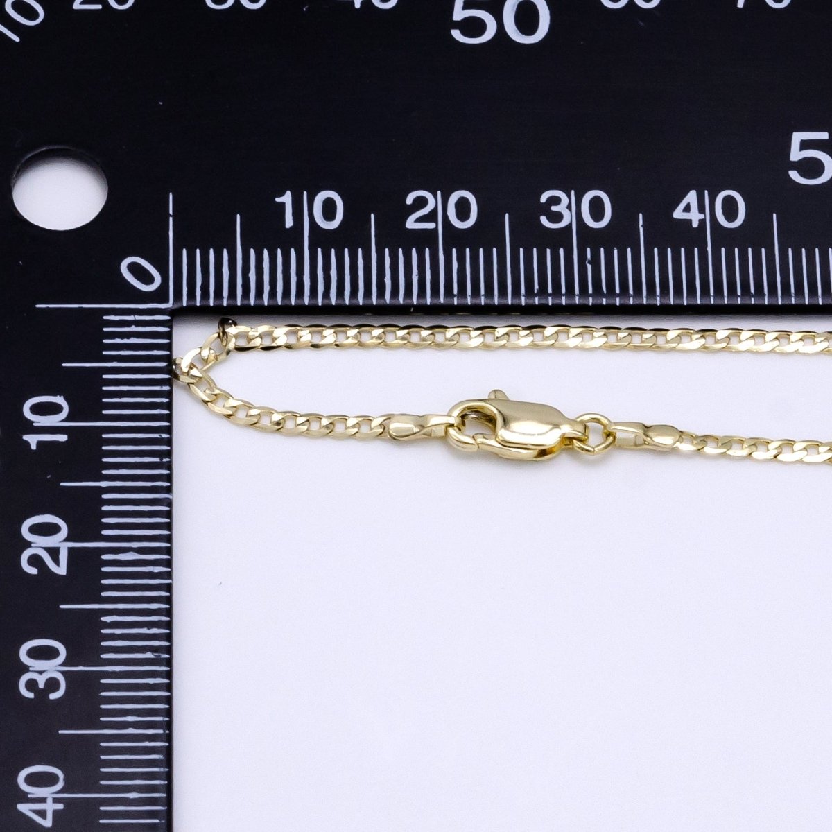 14K Gold plated Flat Curb Link 1.7mm 18 Inch / 19.6 Inch Layering Chain Necklace | WA-216 WA-2320 Clearance Pricing - DLUXCA