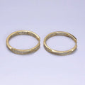 14K Gold plated Flat Twisted Micro Paved CZ Front-Facing 33mm Endless Hoop Earrings | AD1455 - DLUXCA