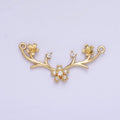 14K Gold plated Flower Nature Branch CZ Curved Connector in Gold & Silver | G282