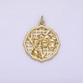 14K Gold plated Flower Nature Rattan Charm | AG232 - DLUXCA