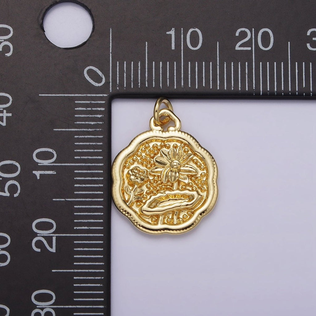 14K Gold plated Flower Oasis Nature Beaded Charm | AG275 - DLUXCA