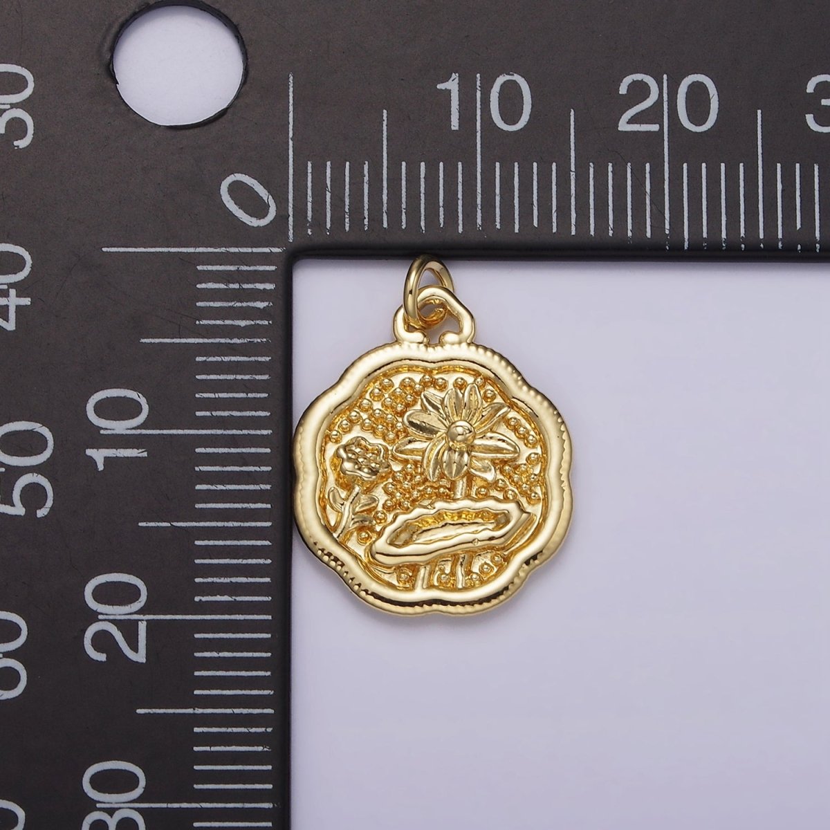 14K Gold plated Flower Oasis Nature Beaded Charm | AG275 - DLUXCA