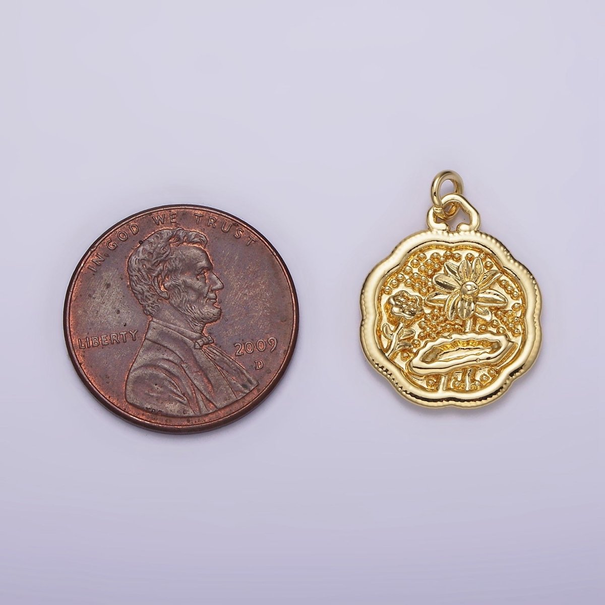 14K Gold plated Flower Oasis Nature Beaded Charm | AG275 - DLUXCA