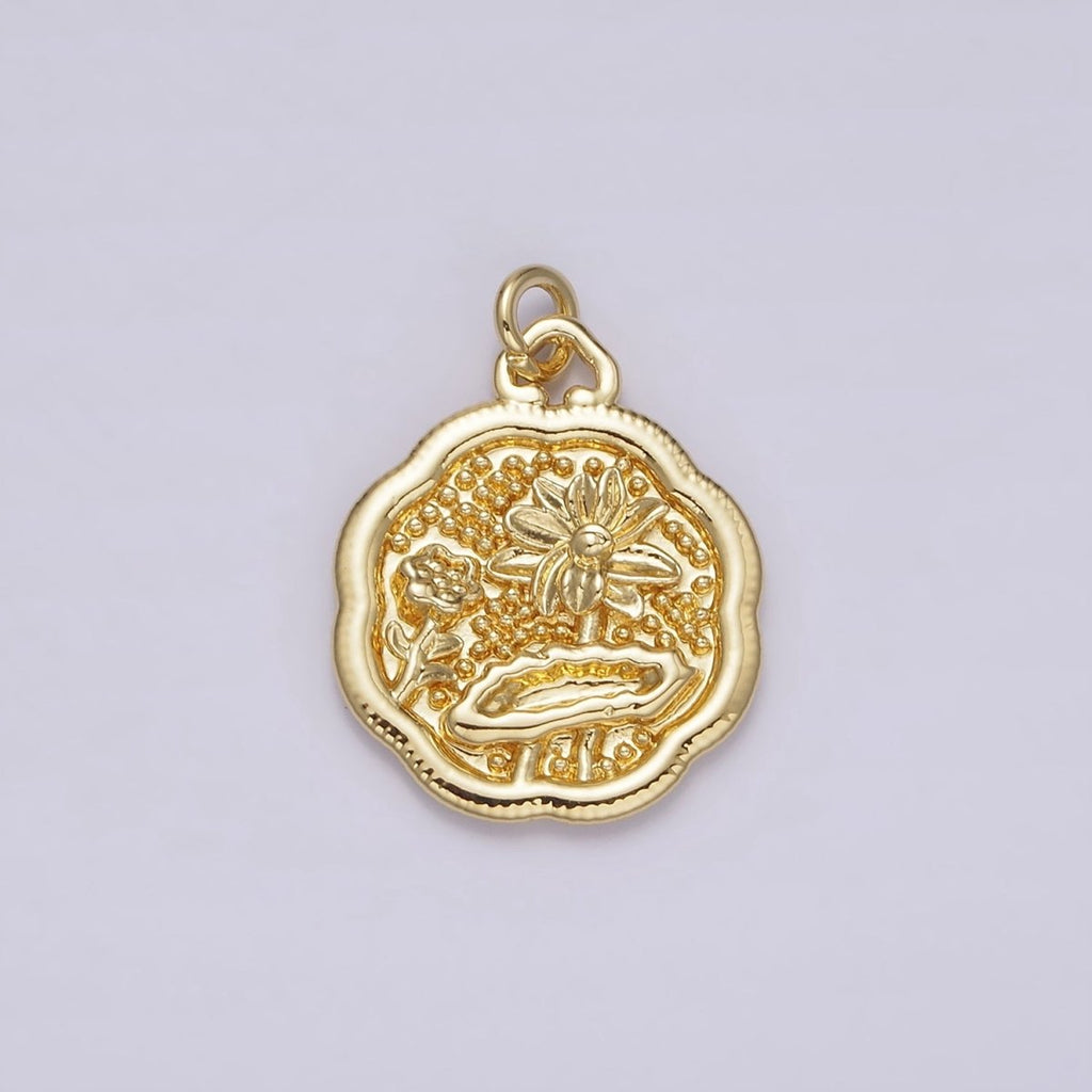 14K Gold plated Flower Oasis Nature Beaded Charm | AG275 - DLUXCA