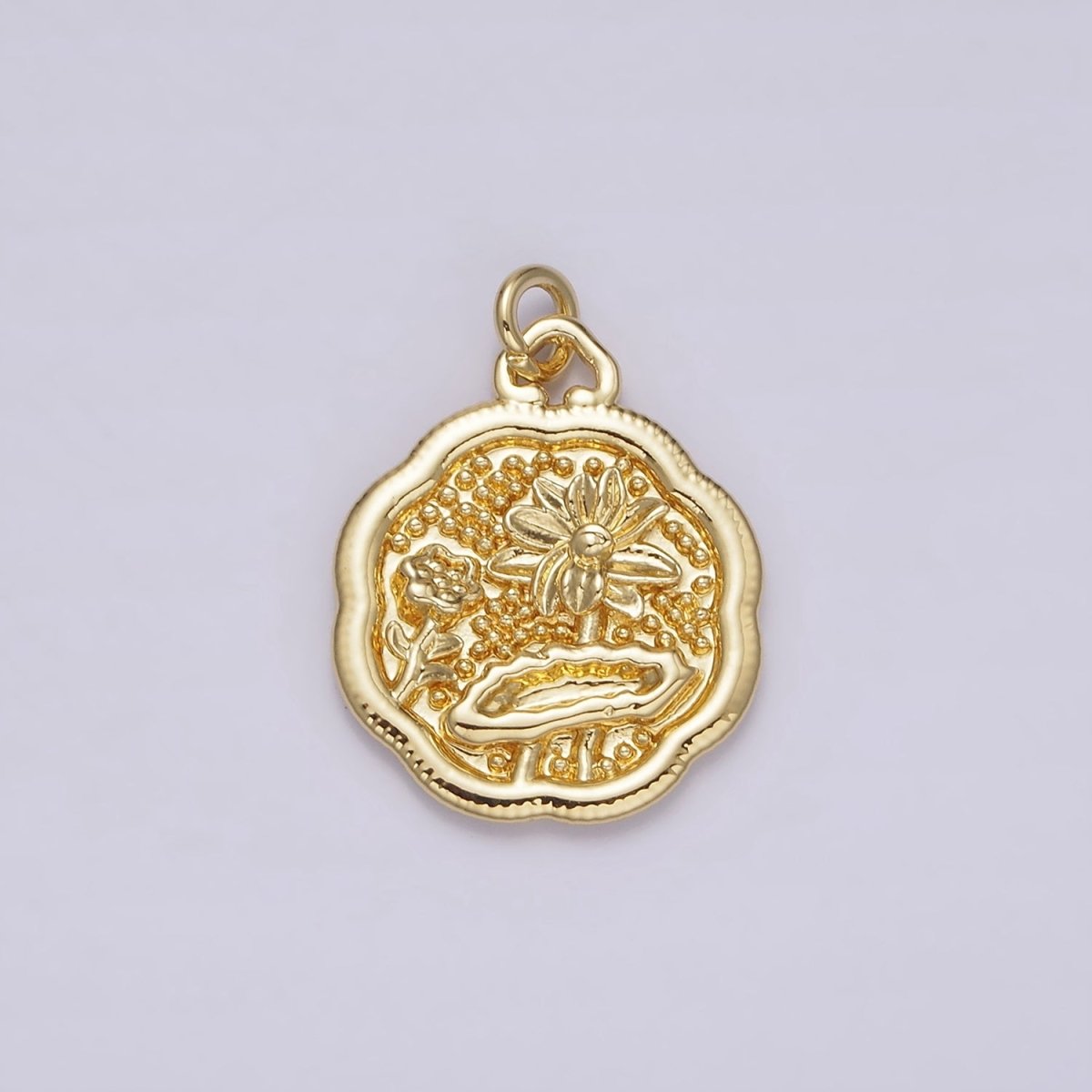 14K Gold plated Flower Oasis Nature Beaded Charm | AG275 - DLUXCA