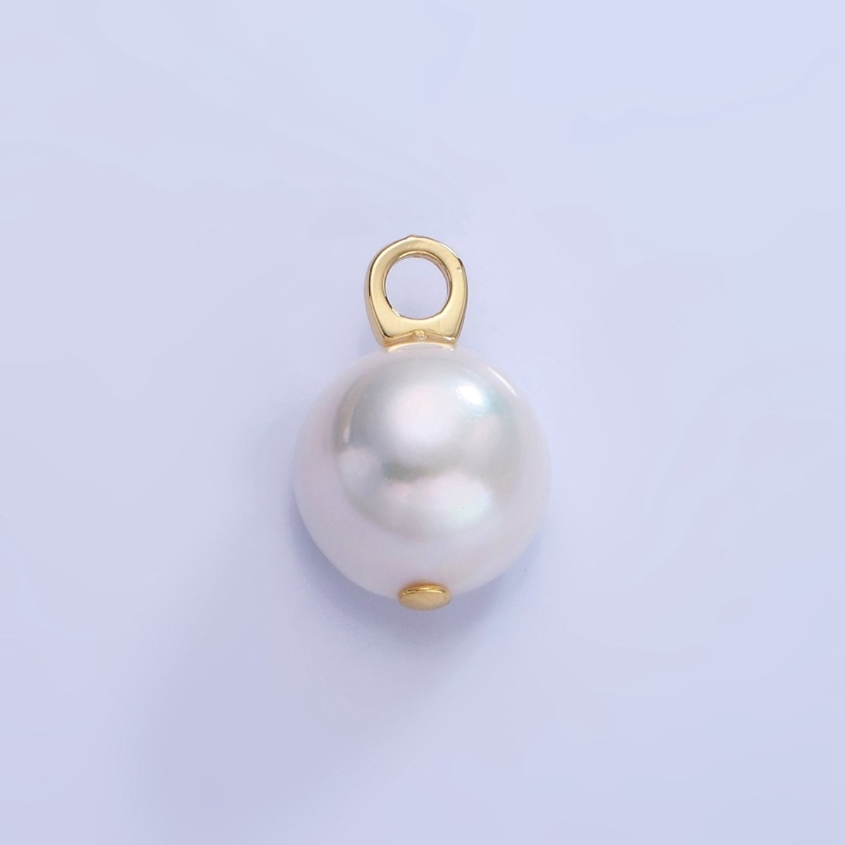 14K Gold plated Freshwater Pearl Button Drop Pendant | P1715 - DLUXCA