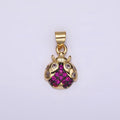 14K Gold plated Fuchsia CZ Micro Paved Ladybug Insect Animal Pendant | N1951 - DLUXCA