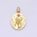 14K Gold plated Fuchsia CZ North Star Lobster Kelp Ocean Oval Charm | AC1155 - DLUXCA