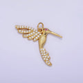 14K Gold plated Fuchsia-Eyed Micro Paved CZ Lined Bird Animal Charm | AG624 - DLUXCA