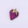 14K Gold plated Fuchsia Micro Paved CZ Strawberry Fruit Pendant in Gold & Silver | AA1206