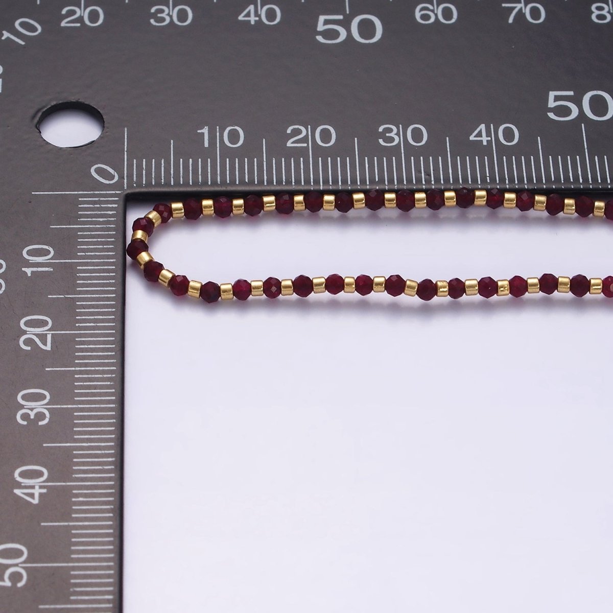 14K Gold plated Garnet Multifaceted Red Rope Adjustable Friendship Bracelet | WA-2016 - WA-2164 Clearance Pricing