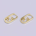 14K Gold plated Geometric Bar Lined Oblong U-Shaped Hoop Earrings | Y-847 - DLUXCA