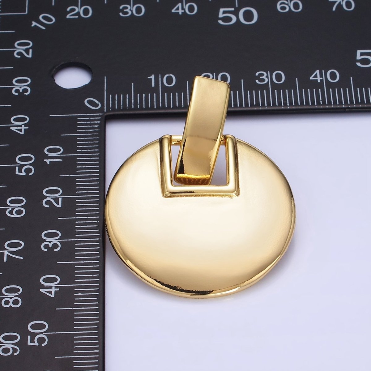 14K Gold plated Geometric Round Bar Drop Stud Earrings | P462 - DLUXCA