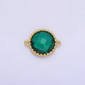 14K Gold plated Green CZ Multifaceted Round Connector | G352 - DLUXCA