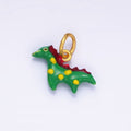 14K Gold plated Green Dinosaur Multicolor Enamel Mini Charm | AG699 - DLUXCA