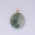 14K Gold plated Green Jade Natural Round Minimalist Drop Pendant | AG460 - DLUXCA