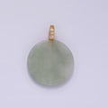 14K Gold plated Green Jade Round Micro Paved CZ Bail Pendant | N1091 - DLUXCA