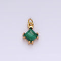 14K Gold plated Green Malachite Framed Rhombus Mini Charm | AC789 - DLUXCA