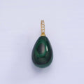 14K Gold plated Green Malachite Teardrop Micro Paved CZ Bail Pendant | AA1131 - DLUXCA