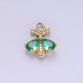 14K Gold plated Green, Orange CZ Bumble Queen Bee Charm | W542 - DLUXCA