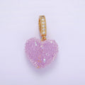 14K Gold plated Green, Pink, Purple Puffed Heart Micro Paved Bail Pendant | N1977 - N1979 - DLUXCA