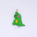 14K Gold plated Green T - Rex Dinosaur Enamel Mini Charm | D559 - DLUXCA