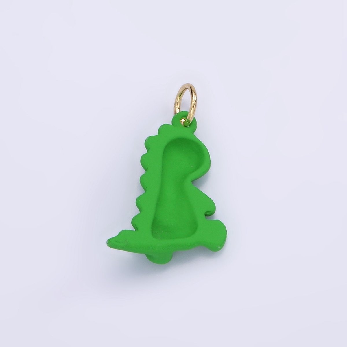 14K Gold plated Green T - Rex Dinosaur Enamel Mini Charm | D559 - DLUXCA