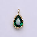 14K Gold plated Green Teardrop CZ Beaded Add-On Charm | AC1463 - DLUXCA