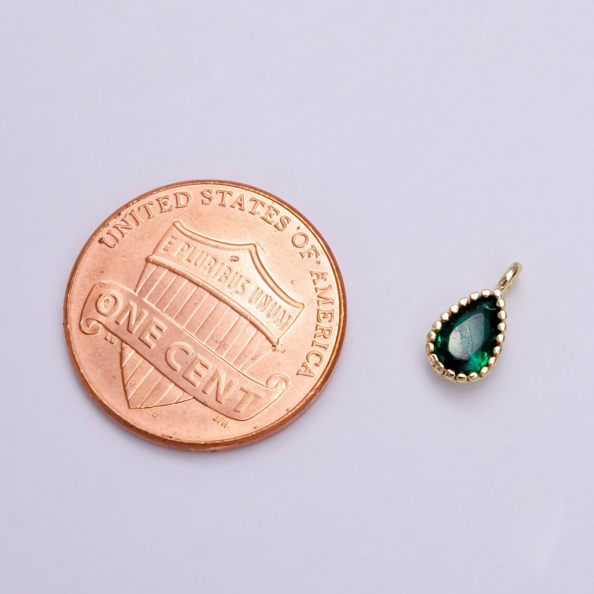 14K Gold plated Green Teardrop CZ Beaded Add-On Charm | AC1463 - DLUXCA