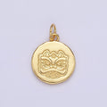 14K Gold plated Guardian Chinese Lion Engraved Round Charm in Gold & Silver | N1515 N1516