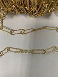 14K Gold plated Hammered Paperclip Chain by Yard, Oval Link Chain Wholesale bulk Roll Chain for Jewelry Making | ROLL-417 Clearance Pricing - DLUXCA