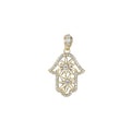 14k Gold plated Hamsa Hand Pendant- Flower Floral Cubic Hamsa Hand Charm I-114 - DLUXCA