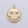 14K Gold plated Happy Face Charm, emoji charm 24x18mm Gold Smile Charm Pendant Silver Smiley face charms Necklace Earring Bracelet Supply D-126 D-127 - DLUXCA