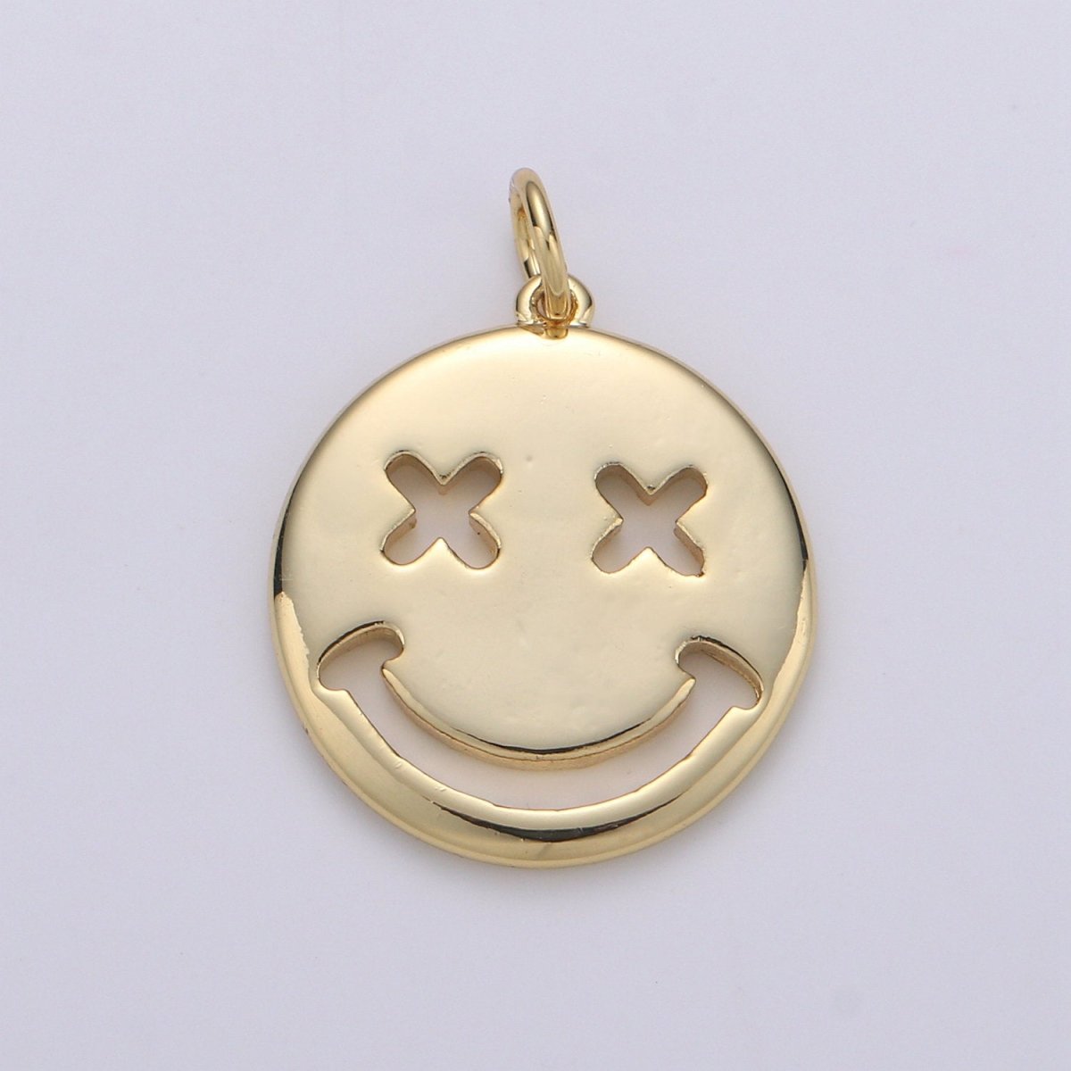 14K Gold plated Happy Face Charm, emoji charm 24x18mm Gold Smile Charm Pendant Silver Smiley face charms Necklace Earring Bracelet Supply D-126 D-127 - DLUXCA