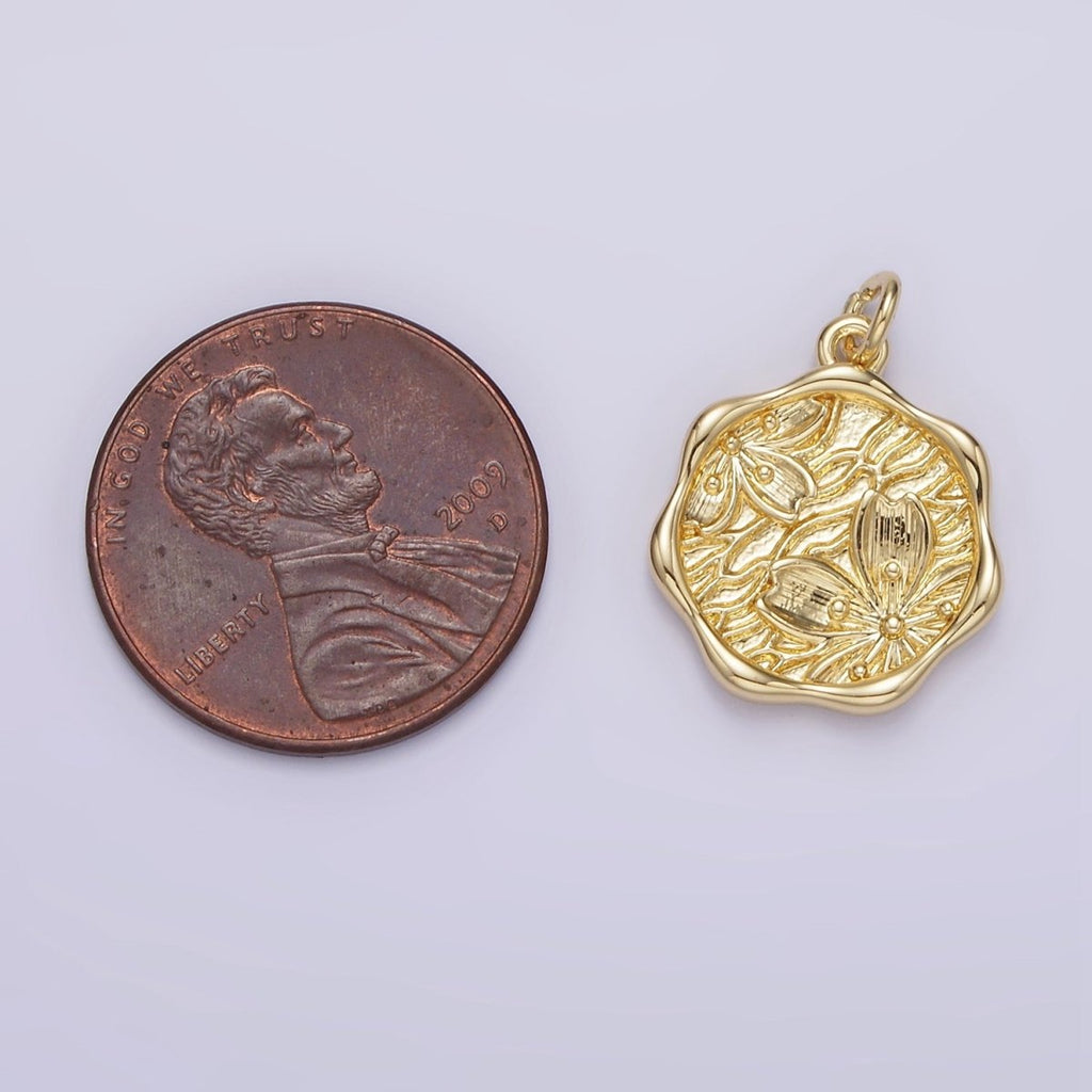 14K Gold plated Hawthorne May Birth Flower Molten Stamped Charm | AG268 - DLUXCA
