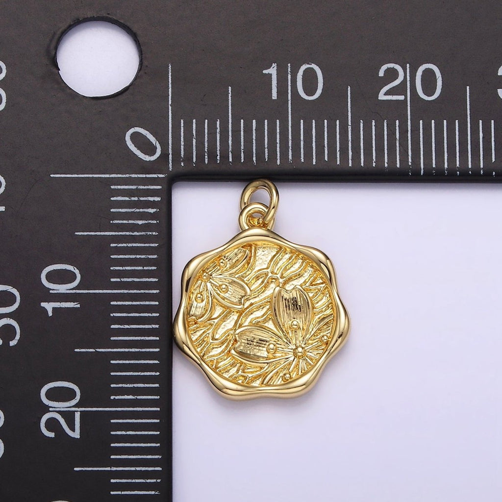 14K Gold plated Hawthorne May Birth Flower Molten Stamped Charm | AG268 - DLUXCA