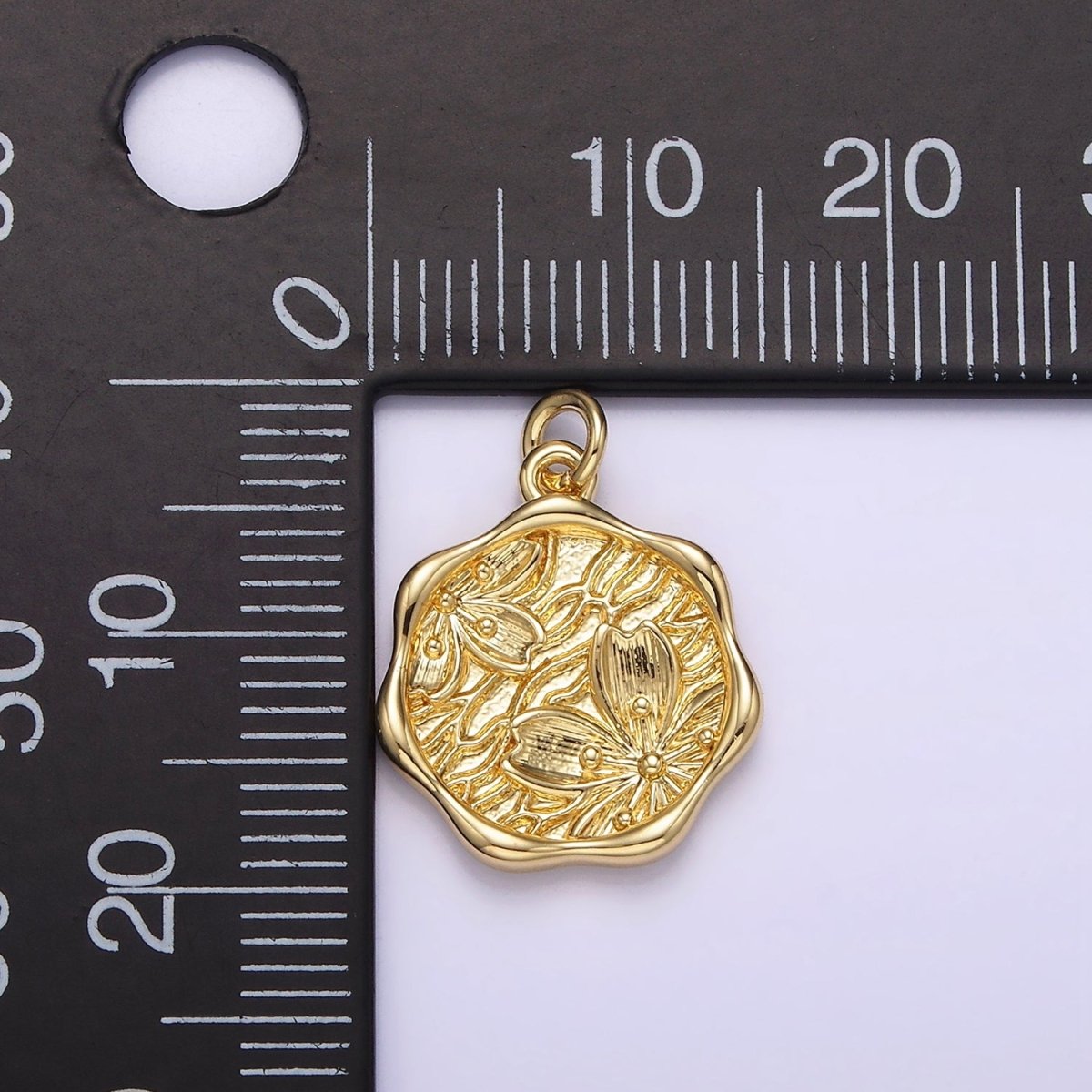 14K Gold plated Hawthorne May Birth Flower Molten Stamped Charm | AG268 - DLUXCA