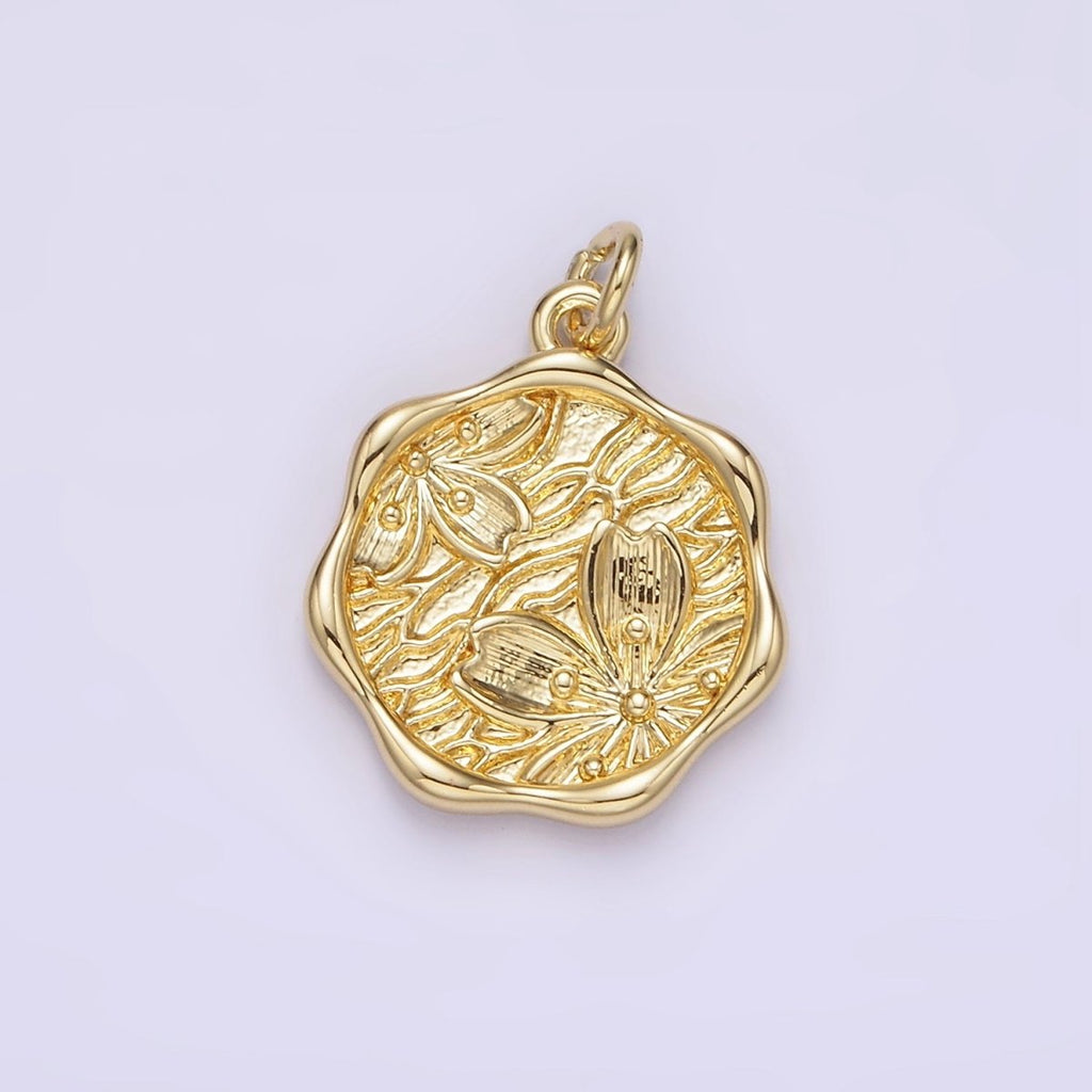 14K Gold plated Hawthorne May Birth Flower Molten Stamped Charm | AG268 - DLUXCA