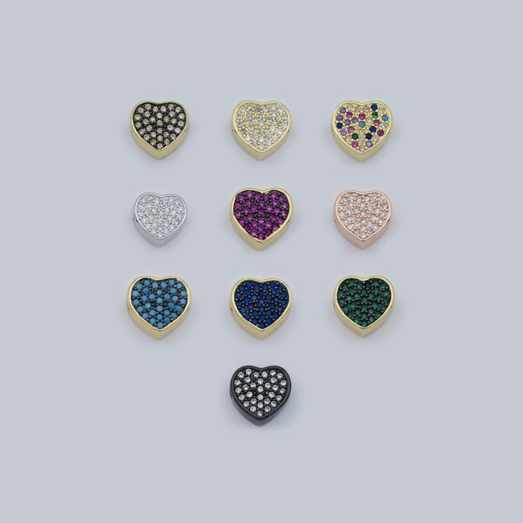 14k Gold plated Heart Beads, Hearts Spacer Beads, Gold Bracelet Charms Rose Gold Silver Love Jewelry Supplies Component findings 10MM B-548 to B-557