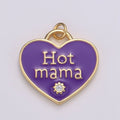 14K Gold plated Heart Charm Multi Color Enamel Cz Charm Hot Mama Pendant For Jewelry Supply Wholesale Gift idea for Mother Day Gift E-167 - E-173