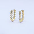 14K Gold plated Heart CZ Bezel Oblong U - Shaped Hoop Earrings | AB991 - DLUXCA