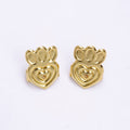 14K Gold plated Heart Flower Lined Earrings Back Lifter Stabilizer Supply in Gold & Silver | Z-910 Z-911 - DLUXCA