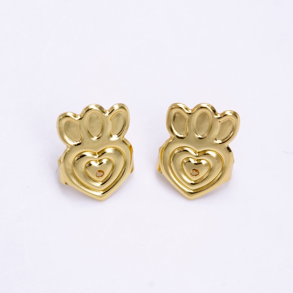 14K Gold plated Heart Flower Lined Earrings Back Lifter Stabilizer Supply in Gold & Silver | Z-910 Z-911 - DLUXCA
