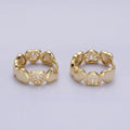 14K Gold plated Heart Monstera Palm Leaf 18mm Huggie Earrings | AB1529 - DLUXCA