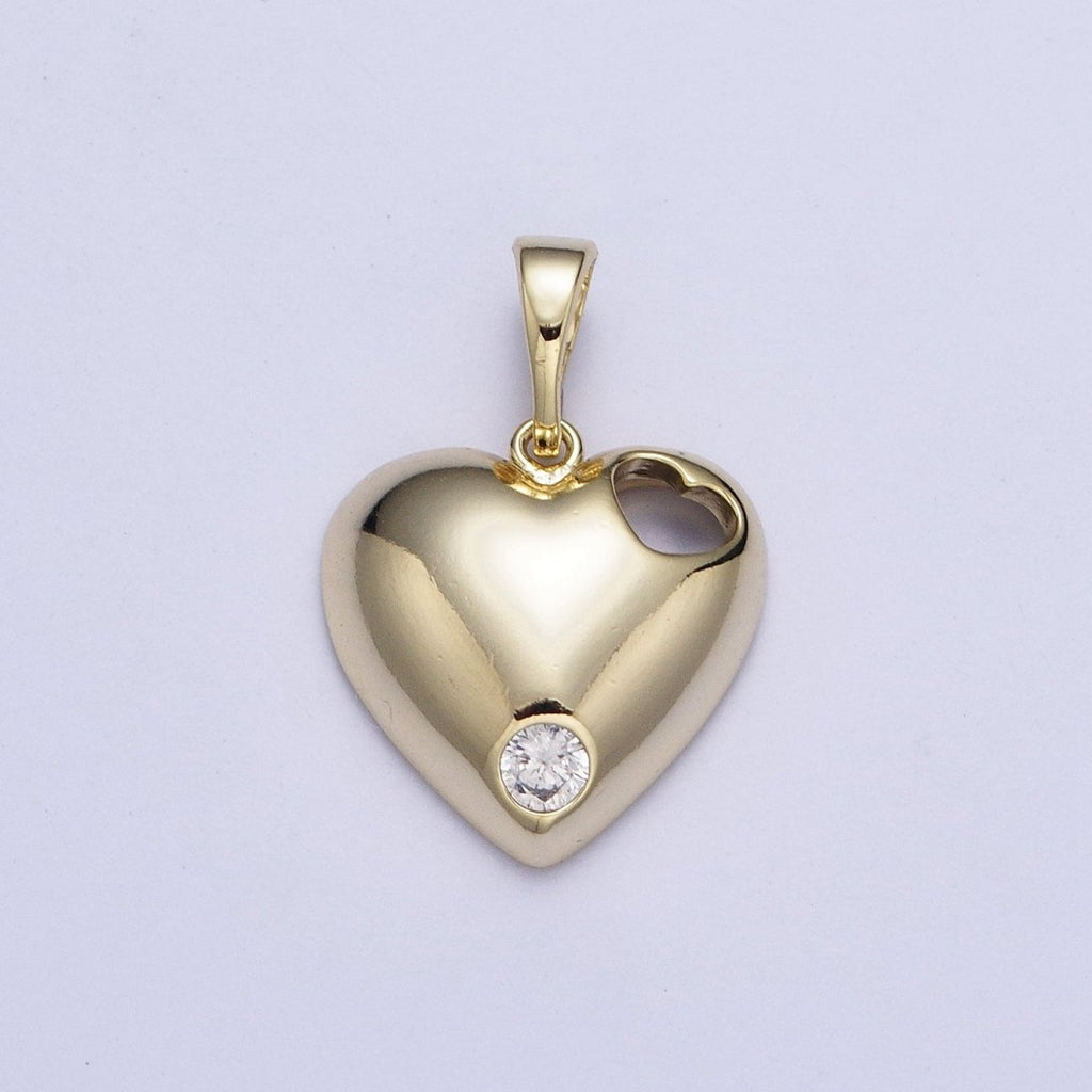 14K Gold plated Heart with CZ Micro Pave Charm Pendant Necklace Light Yellow Heart Love For DIY Jewelry Necklace Making X-464 - DLUXCA