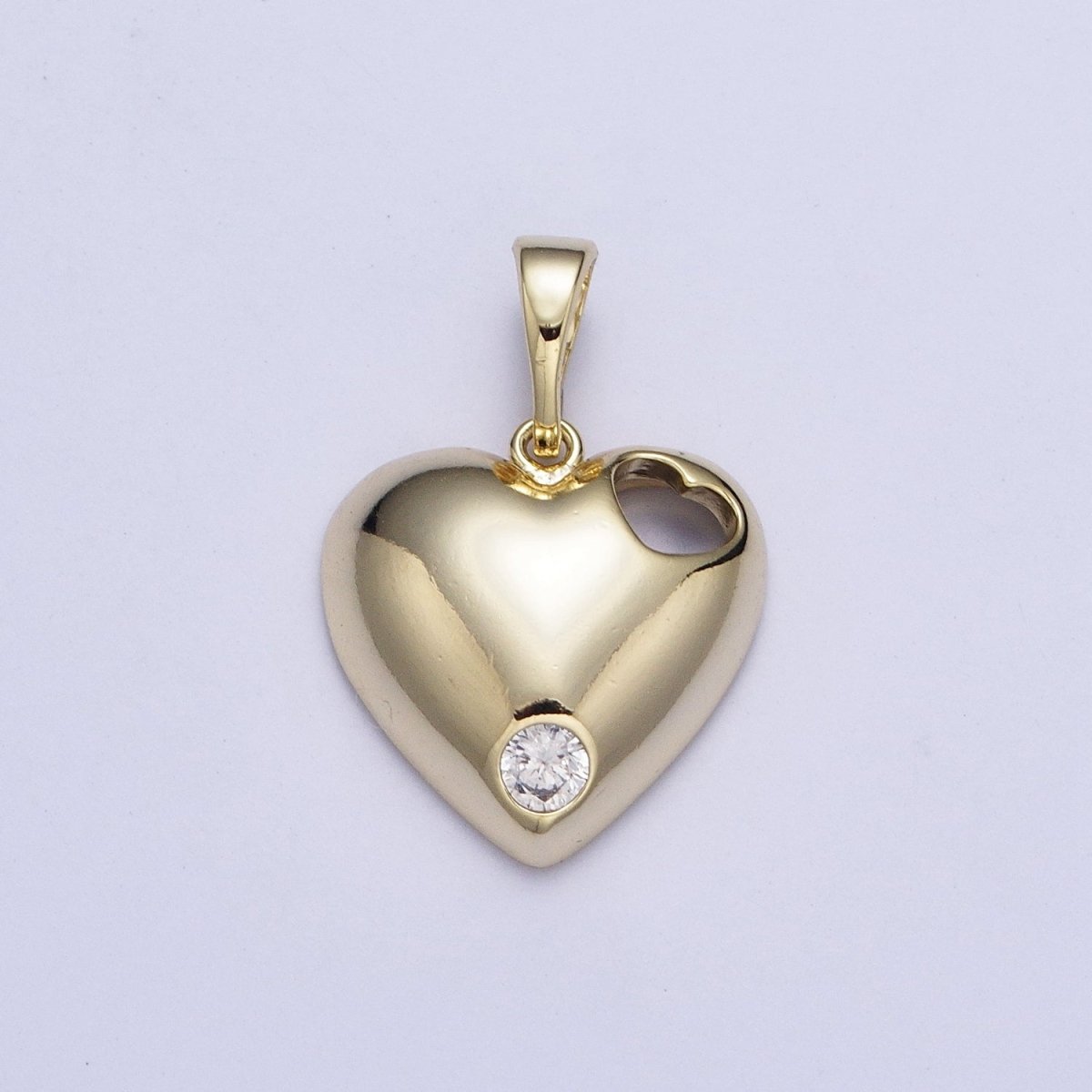 14K Gold plated Heart with CZ Micro Pave Charm Pendant Necklace Light Yellow Heart Love For DIY Jewelry Necklace Making X-464 - DLUXCA