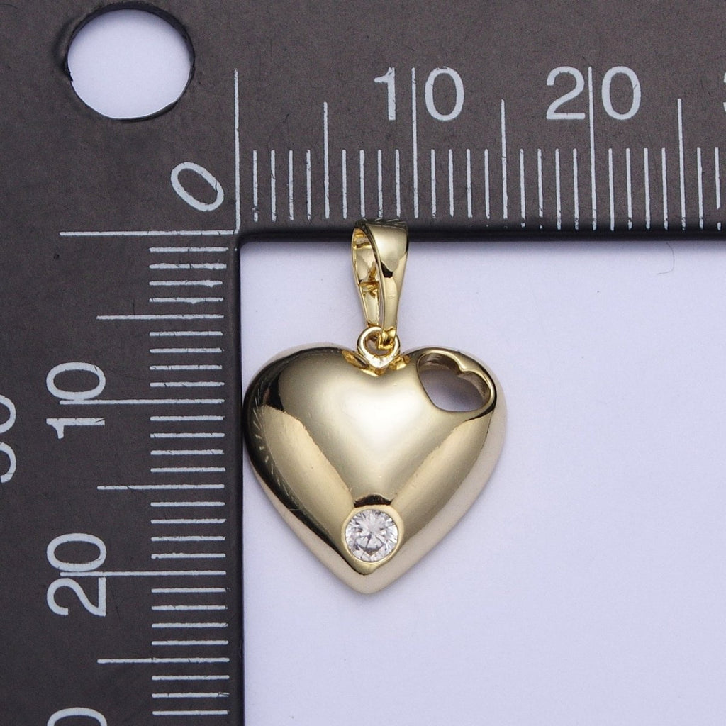 14K Gold plated Heart with CZ Micro Pave Charm Pendant Necklace Light Yellow Heart Love For DIY Jewelry Necklace Making X-464 - DLUXCA