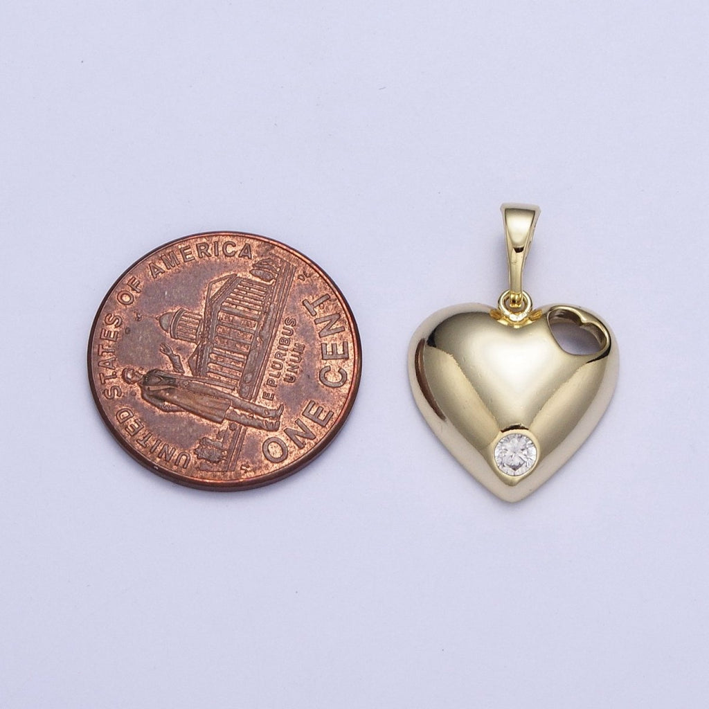14K Gold plated Heart with CZ Micro Pave Charm Pendant Necklace Light Yellow Heart Love For DIY Jewelry Necklace Making X-464 - DLUXCA
