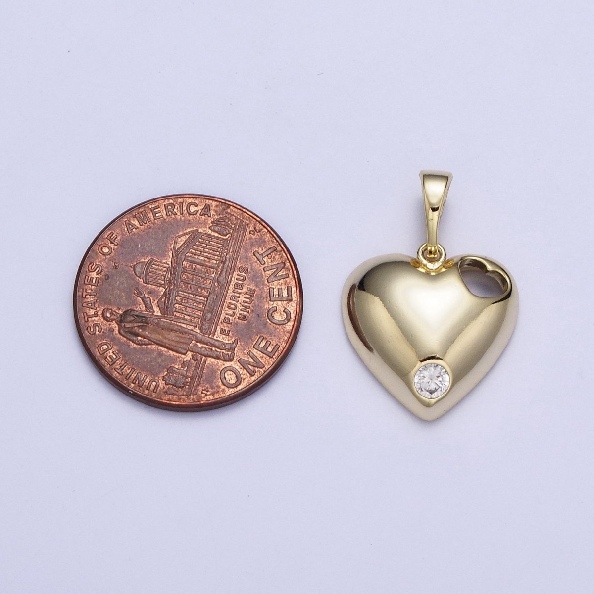 14K Gold plated Heart with CZ Micro Pave Charm Pendant Necklace Light Yellow Heart Love For DIY Jewelry Necklace Making X-464 - DLUXCA